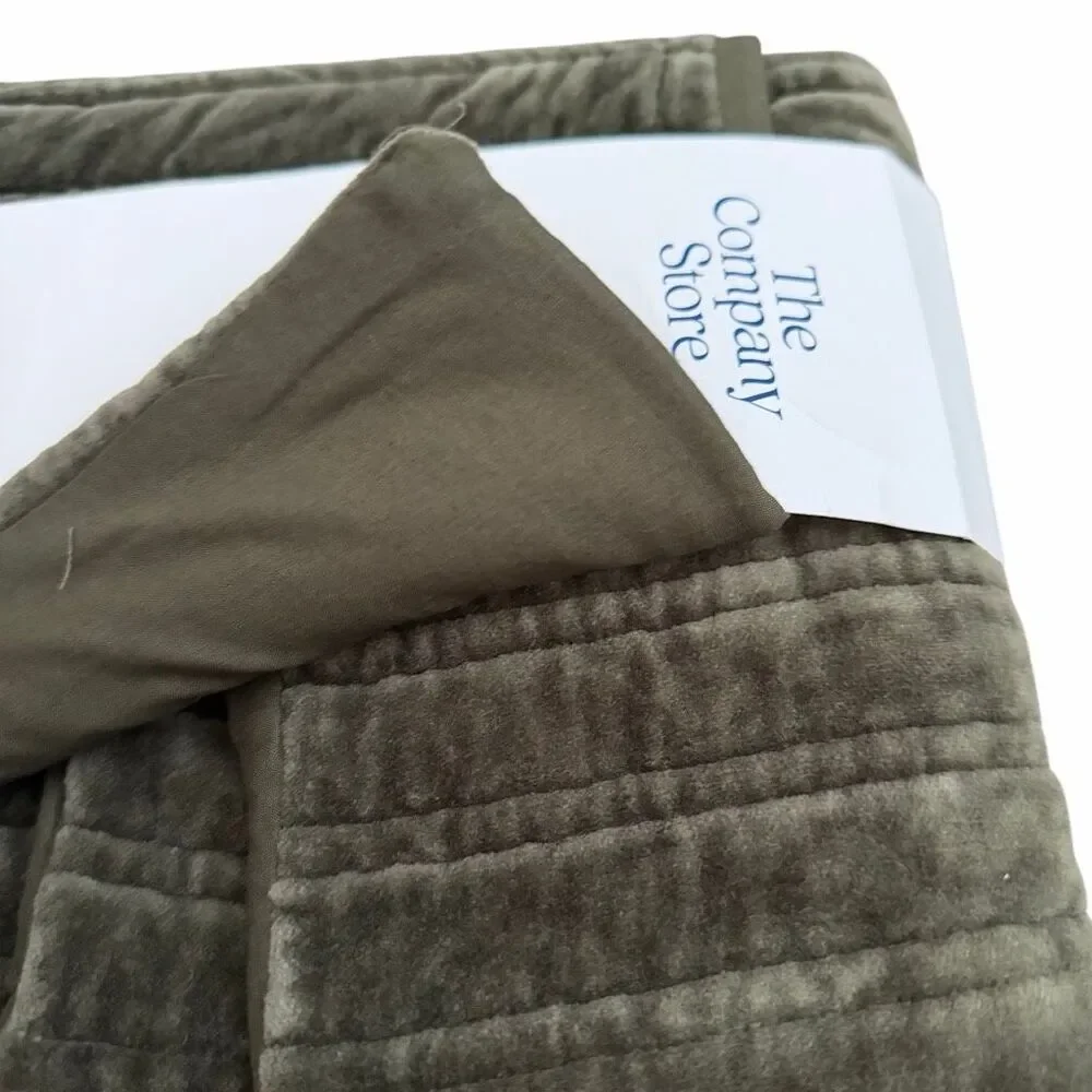The Company Store Legends Luxury Line Stitch Quilted Sham NWT Olive Standard